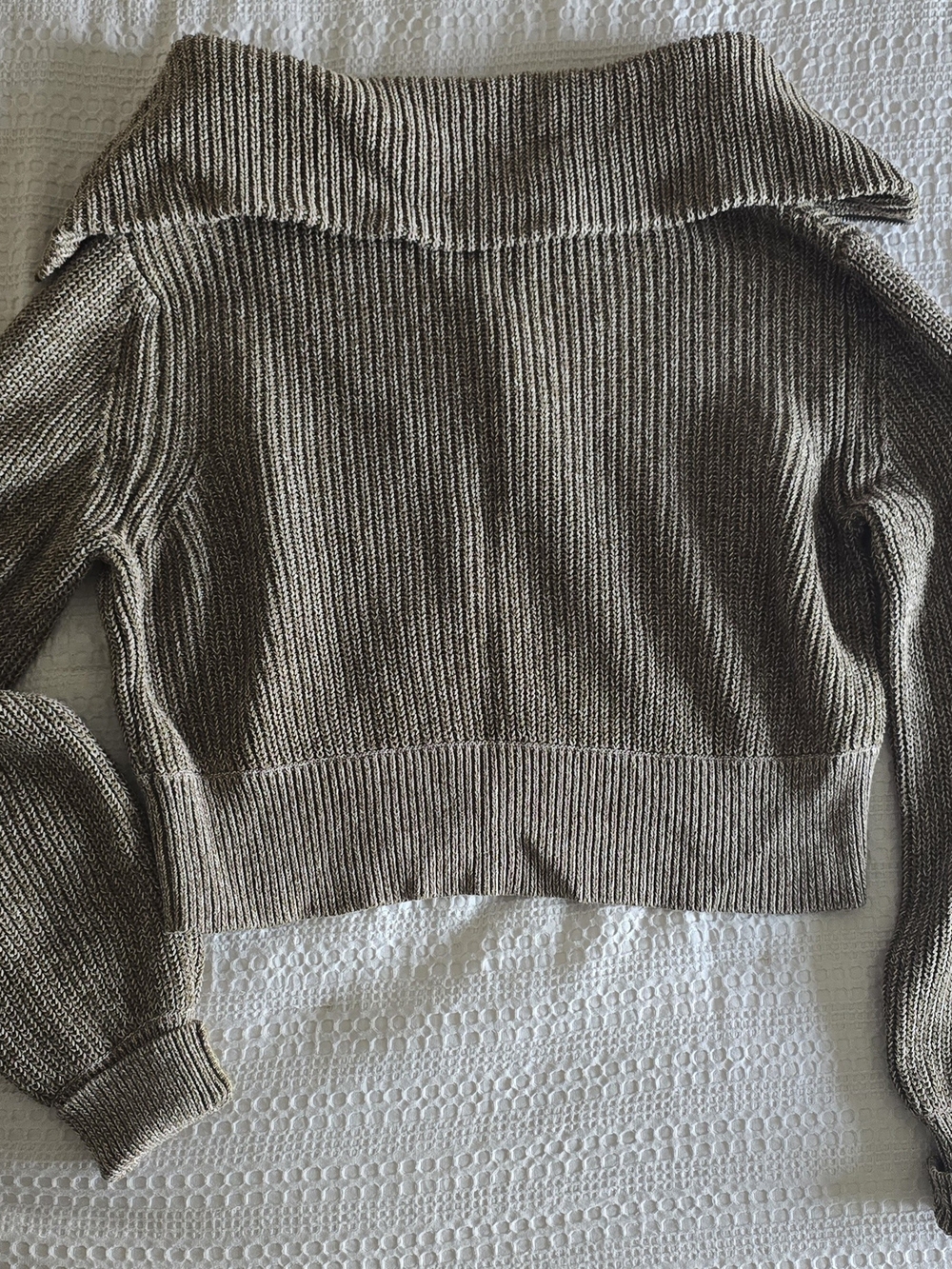 Varley Taupe Ribbed Half-Zip Turtleneck Sweater - Picture 3 of 5